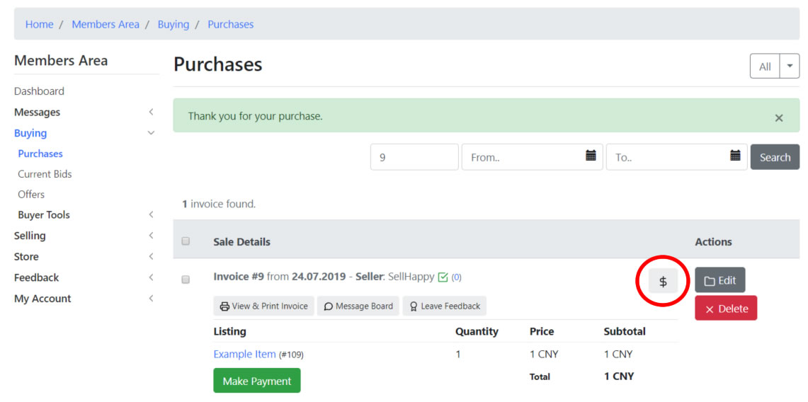 Buyer Shown To Invoice